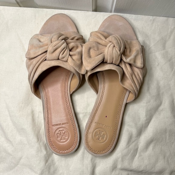 Tory Burch Annabelle Bow Slide Sandal Blush Pink Suede Size 7 - Picture 5 of 9